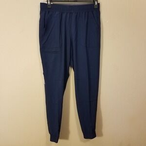 ScrubStar Jogger Women M Petite Pull-On Pants Pockets Yoga Waistband Blue NEW